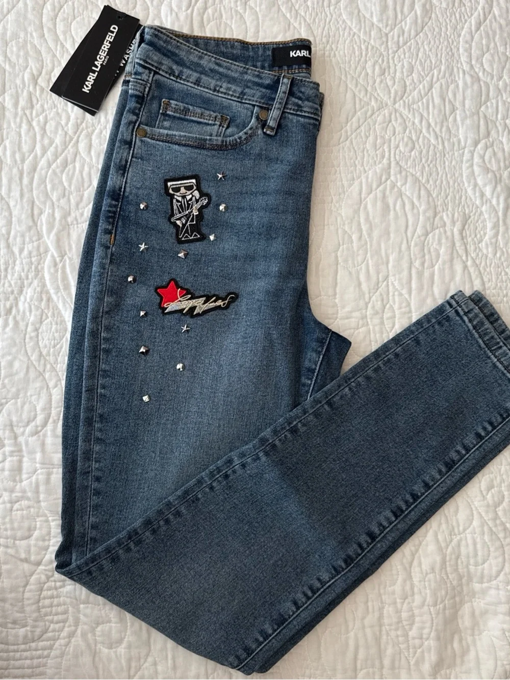 Karl Lagerfeld Jeans Skinny with Red Star Patch - Picture 3 of 13